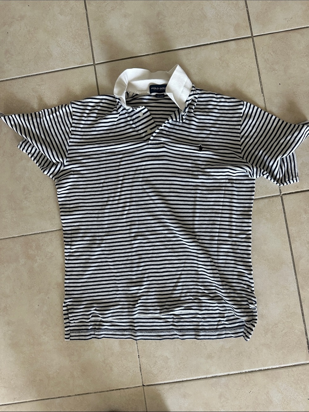 Ralph Lauren Striped Polo Shirt - White & Black